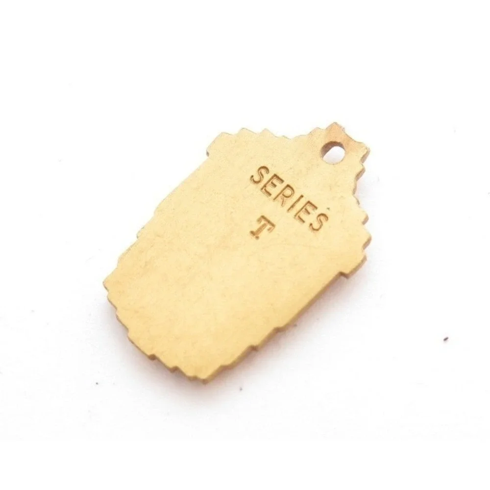 Vintage Gold Tone‎ Basketball Medal Charm Series T Art Deco Sports Pendant
